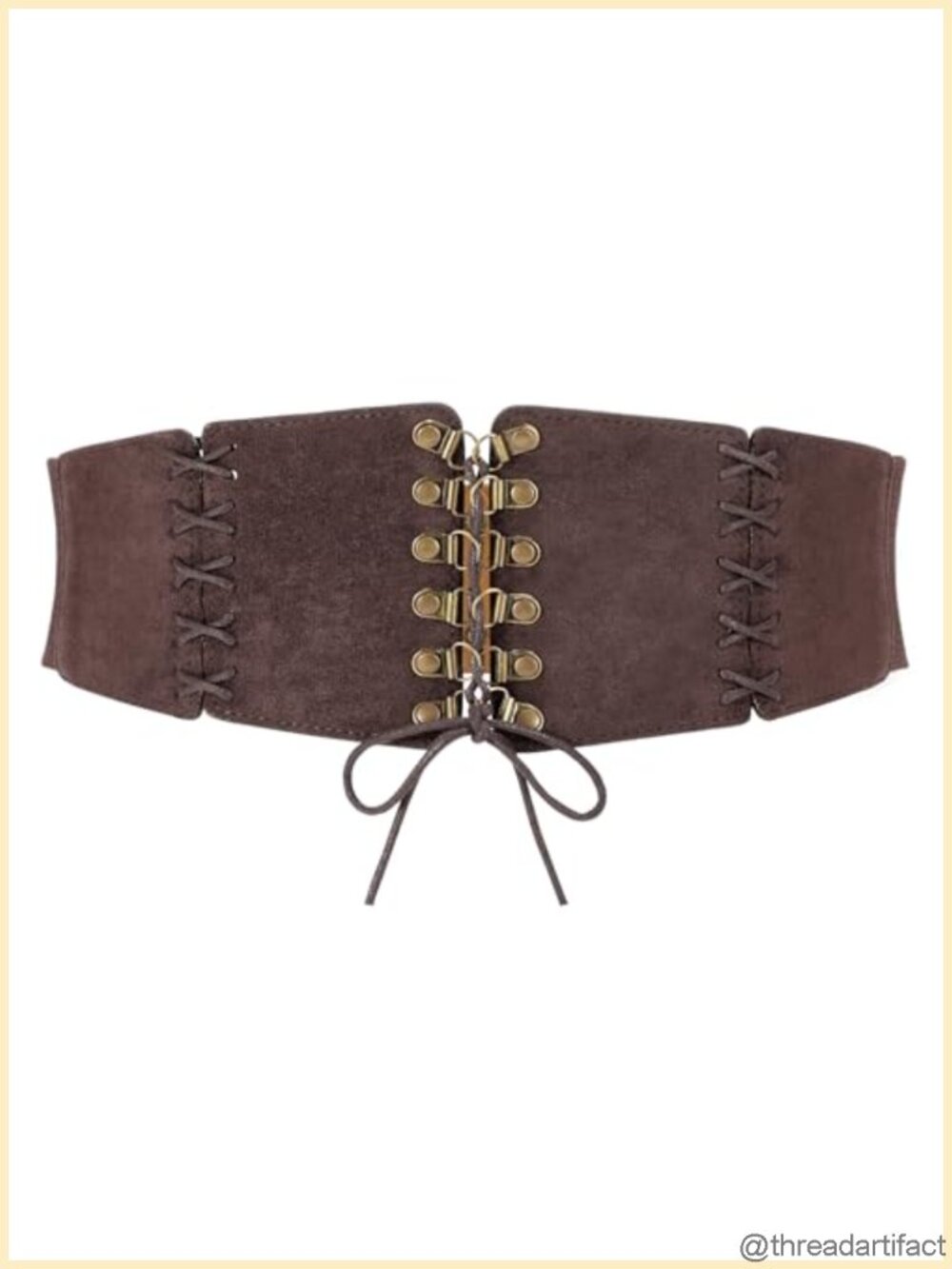 Suede Leather Elastic Corset Waist Belt Lace-up Tied Waspie for Dress Costume